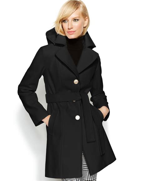 michael kors hooded wool blend coat|Michael Kors single breasted coat.